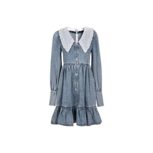 AIVEI Long-Sleeved Dresses Women's Light Denim