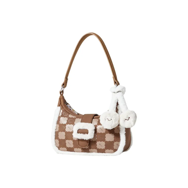 Miffy PU Faux Rabbit Fur Crossbody Shoulder Bags Women's Brown/Ecru/Pink-1