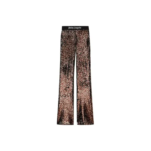 PALM ANGELS Logo-tape Sequin Flared Trousers