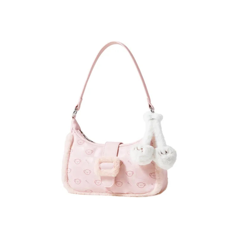 Miffy PU Faux Rabbit Fur Crossbody Shoulder Bags Women's Brown/Ecru/Pink-7