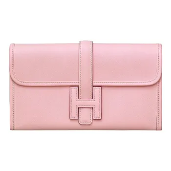 HERMES Jige Swift Calfskin Coin Purses Wallets Women's Pink