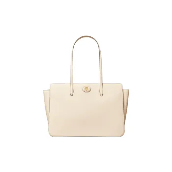 TORY BURCH Robinson Litchi Grain Leather Tote Bag Shopping Bag Shoulder Bag Handbag Women's Cream
