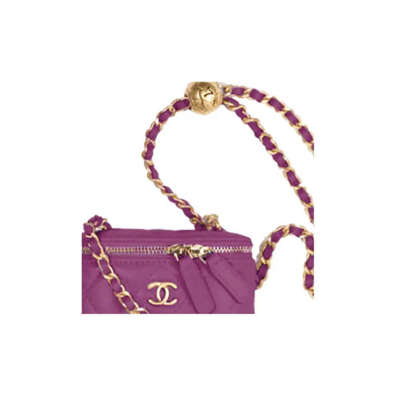 CHANEL 22c Early Spring Smooth Lambskin Box Bag Makeup Bags Shoulder Bag Crossbody Bag Small Size Women's Noble Purple-1