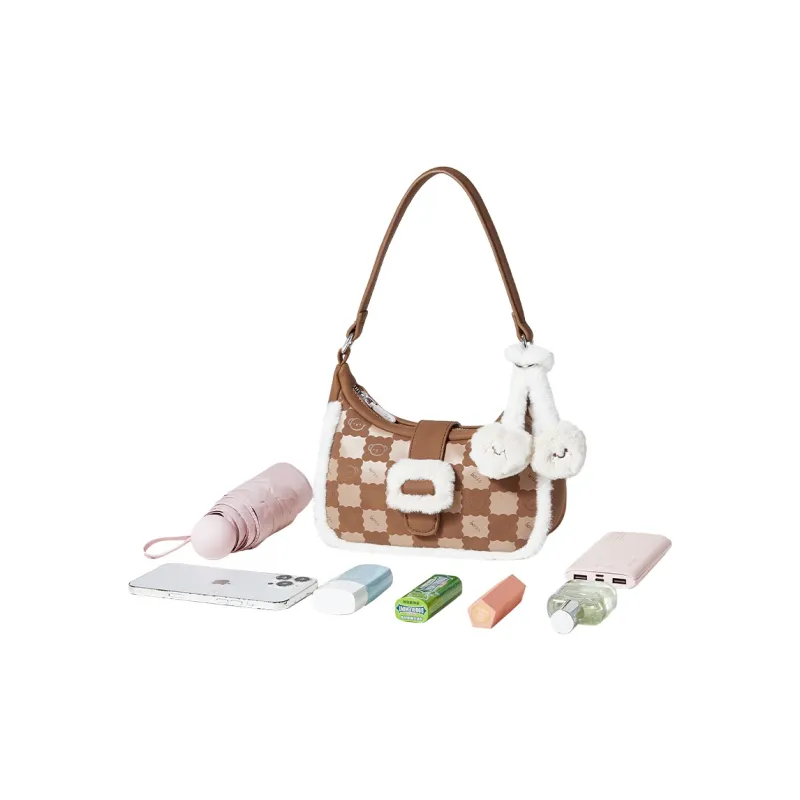 Miffy PU Faux Rabbit Fur Crossbody Shoulder Bags Women's Brown/Ecru/Pink-4