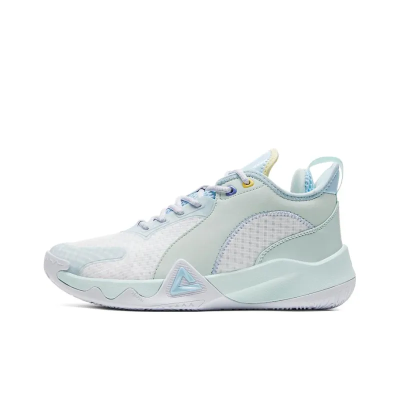 PEAK Cushioning Anti Slip And Wear Resistant Low Top Basketball Shoes Men's White Green-0
