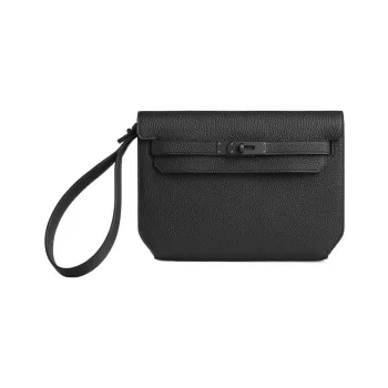 HERMES Kelly Depeches Togo Calfskin Clutch Regular Men's 89 Noir Black