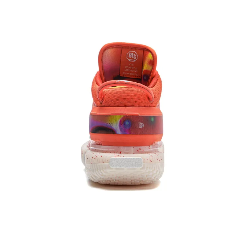 LiNing Badfive 3 Ultra Neon Cushioned Slip-Resistant Mid-Top Basketball Shoes Bright Tomato Red-5