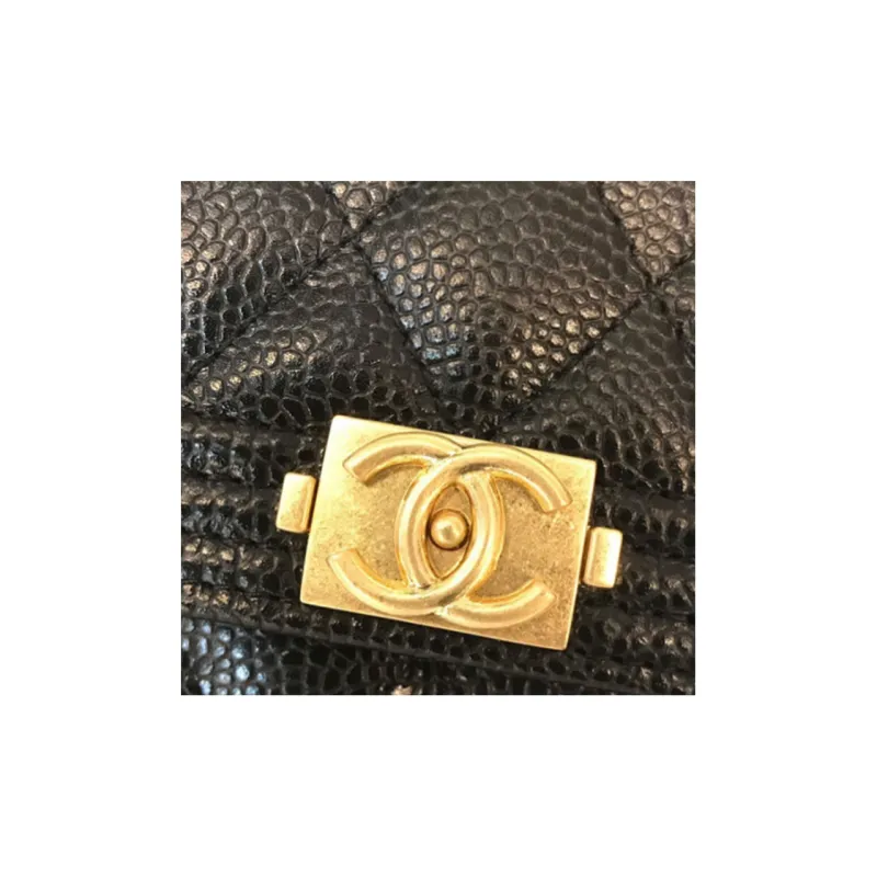 CHANEL Boy Small Flap Wallet Black A80734-5