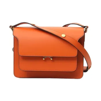 MARNI Trunk Calfskin Shoulder Bag Crossbody Bag Medium Size Women's Orange