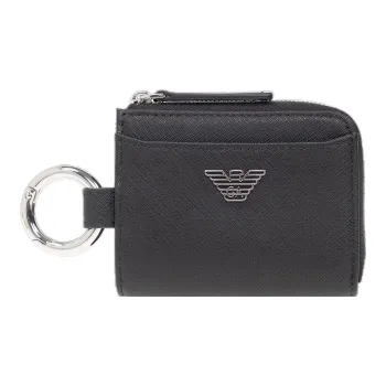 EMPORIO ARMANI Canvas Bag Key Ring Wallet Regular Men's Black