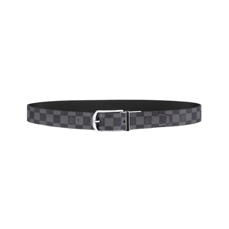 LOUIS VUITTON Slender Cow Leather Belts Men's Width 3.5CM-0