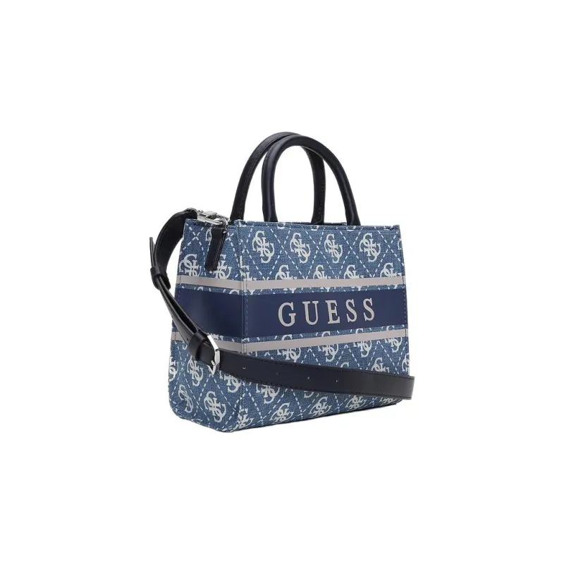 GUESS Synthetic Leather Tote Bag Shopping Bag Shoulder Bag Crossbody Bag Handbag Medium Size Women's Blue-1