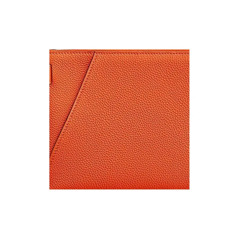 HERMES Cabavertige Togo Calfskin Clutch Regular Men's 0X Aluminum Dan Orange-2