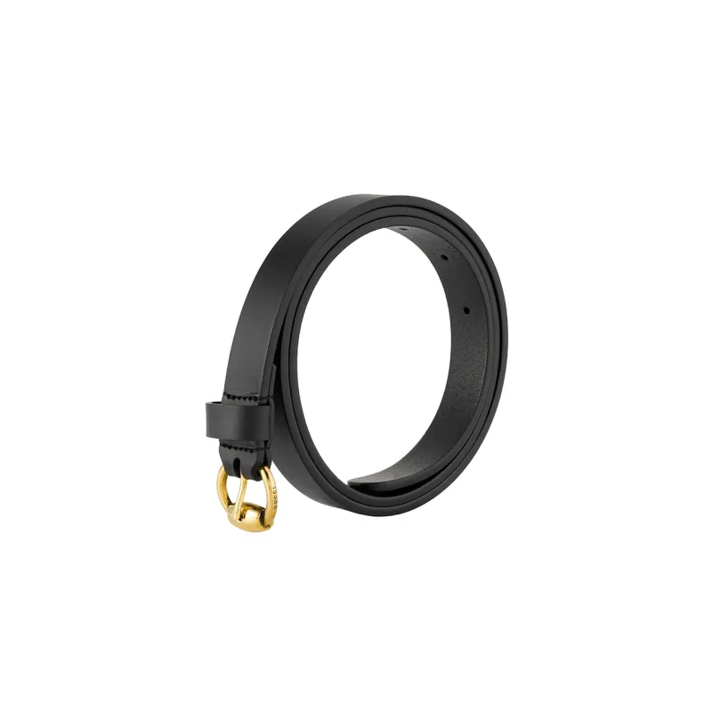 GUCCI Leather Leather Belts Women's Black Width 1.8cm-2