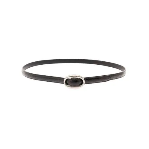 SAINT LAURENT Letter Carved, Smooth Buckle Leather Belts Men's Black