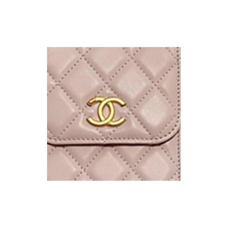 CHANEL Grain Embossed Calfskin Shoulder Phone Bag Crossbody Bag Women's Pink-1