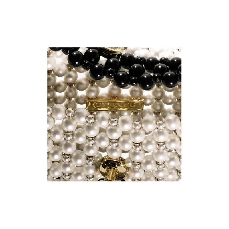 CHANEL Artificial Pearl Shoulder Bag, Crossbody Bag Trumpets Women's White, Black-2