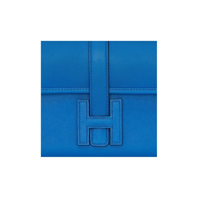 HERMES Jige Elan Swift Leather Coin Purses Wallets Women's Blue-2