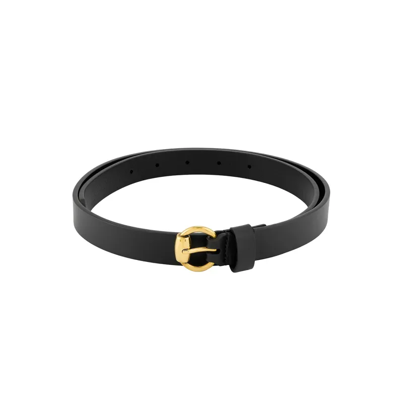 GUCCI Leather Leather Belts Women's Black Width 1.8cm-0