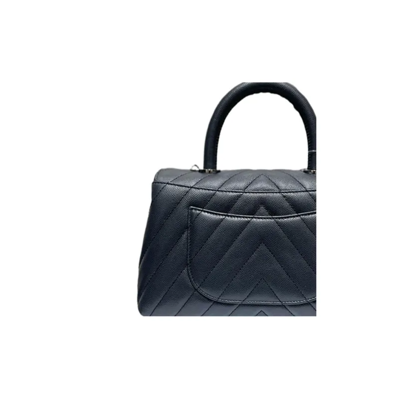 CHANEL Coco Handle Cow Leather Shoulder Bag, Crossbody Bag, Handbag Women's Gray-2