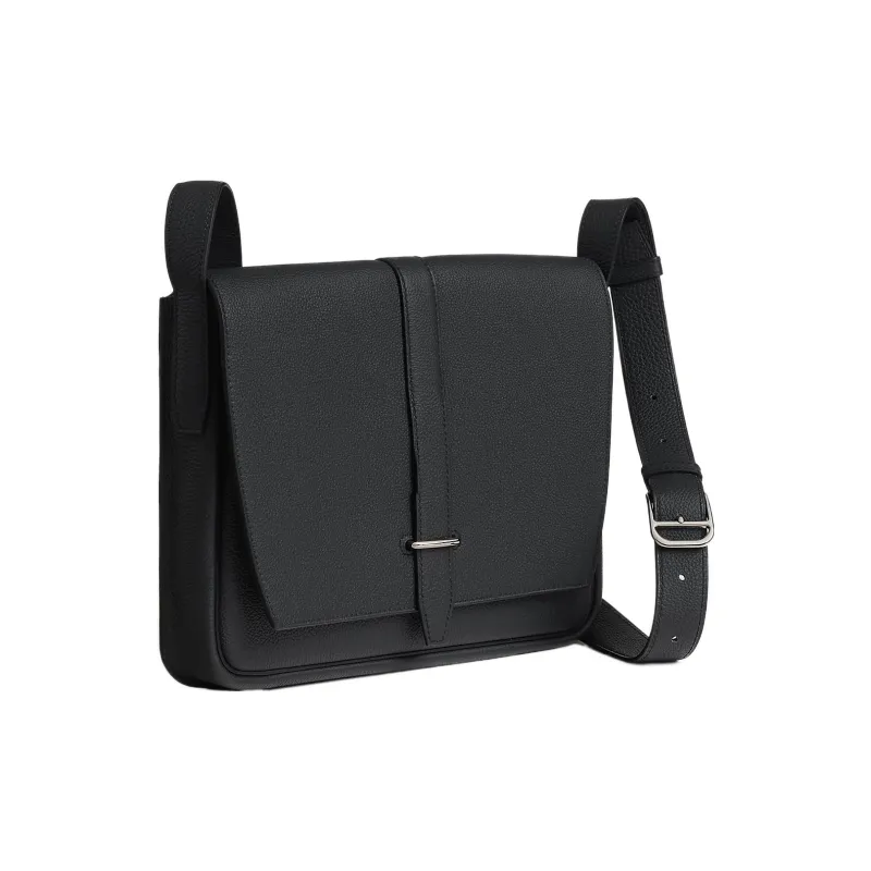 HERMES Steve Light Junior Togo Calfskin Messenger Bag Shoulder Bag Crossbody Bag Regular Men's 8P Plomb Lead Gray-1