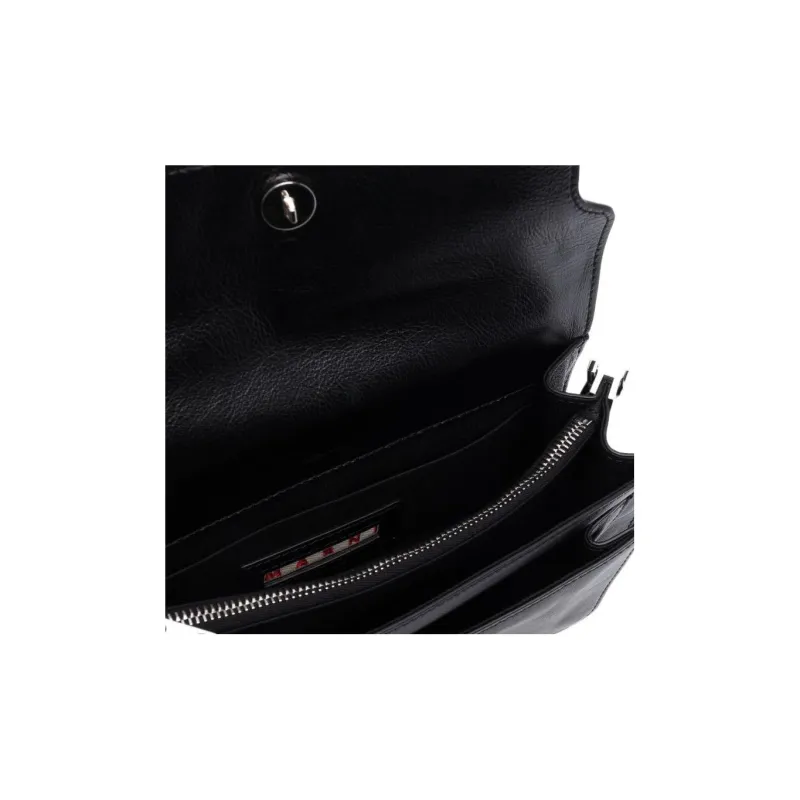 MARNI Trunk Calfskin Crossbody Bag Shoulder Bag Men's Black-3