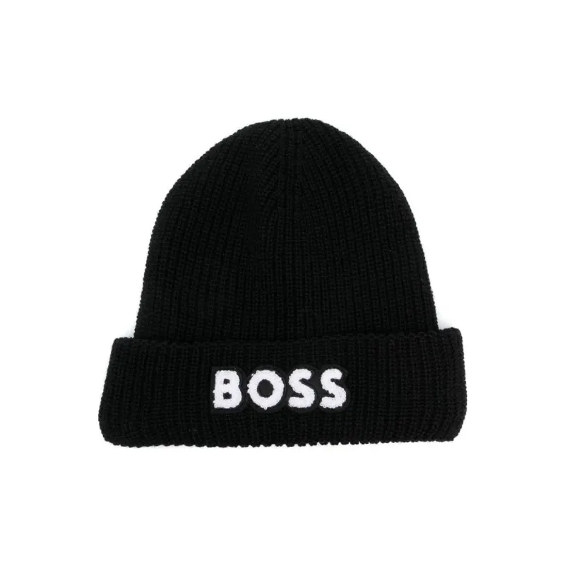 HUGO BOSS Embroidered logo Beanie Hat-0