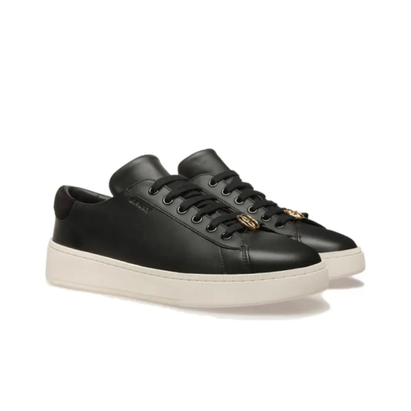 BALLY Anti Slip Wear Resistant Low Top Skateboard Shoes Men's Black White-2