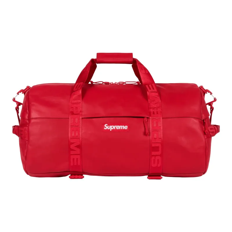 Supreme Cow Leather Gym Bag, Handbag, Travel Bag Unisex Red-0