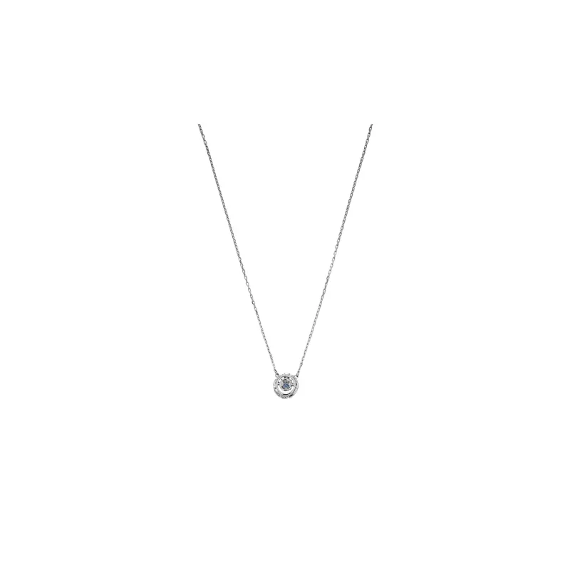 Swarovski Una Necklace Round Cut Blue Rhodium Plated-2