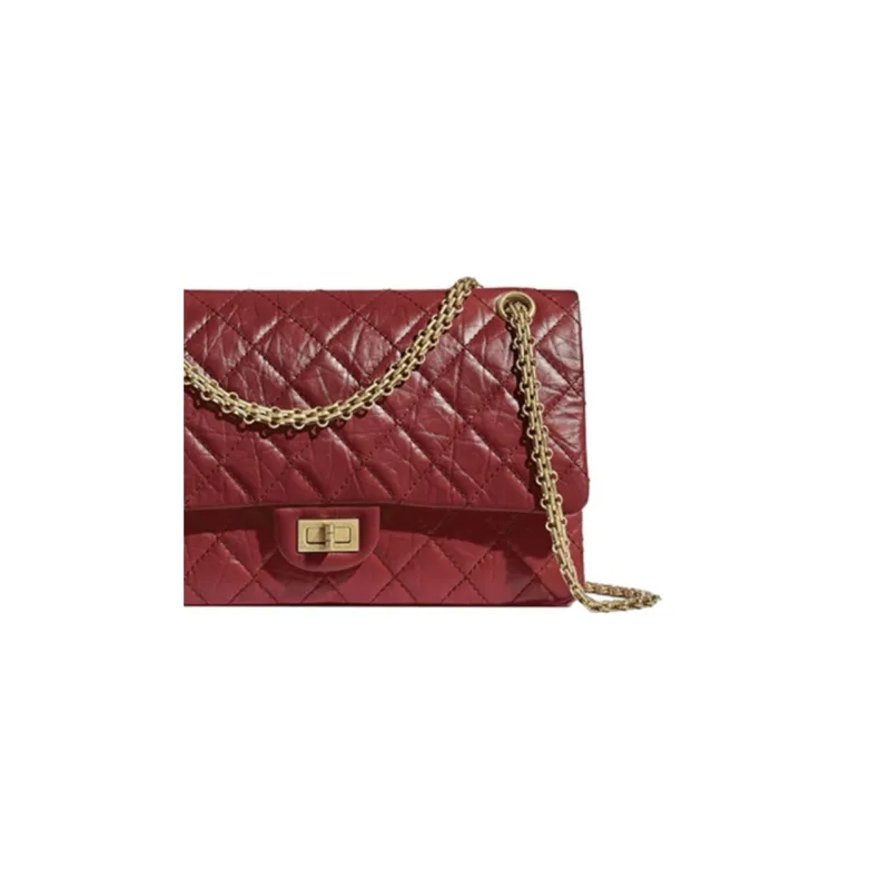 CHANEL 2.55 Vintage Calfskin Shoulder Bag, Crossbody Bag Trumpets Women's Burgundy-1