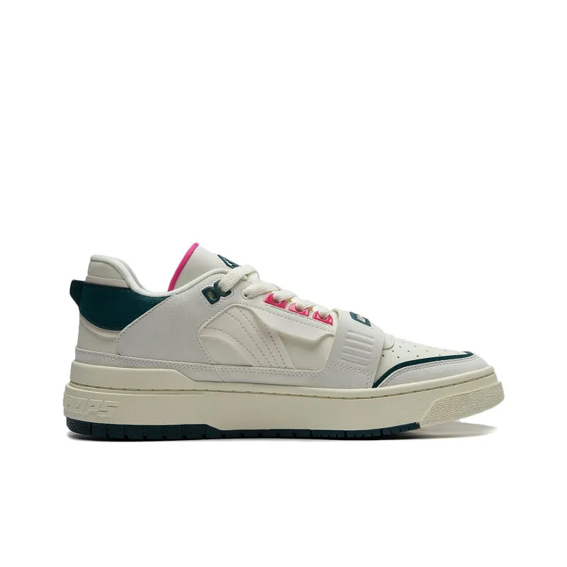 LiNing Rookie Cushioned Slip-Resistant Low-Top Basketball Shoes Unisex White Green-1