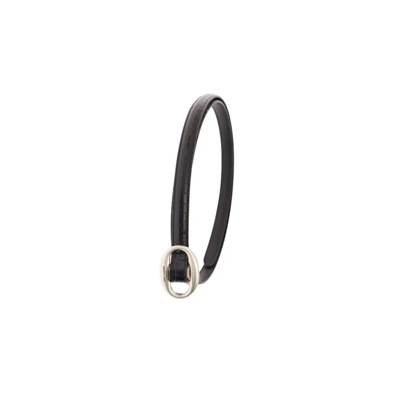 SAINT LAURENT Letter Carved, Smooth Buckle Leather Belts Men's Black-1