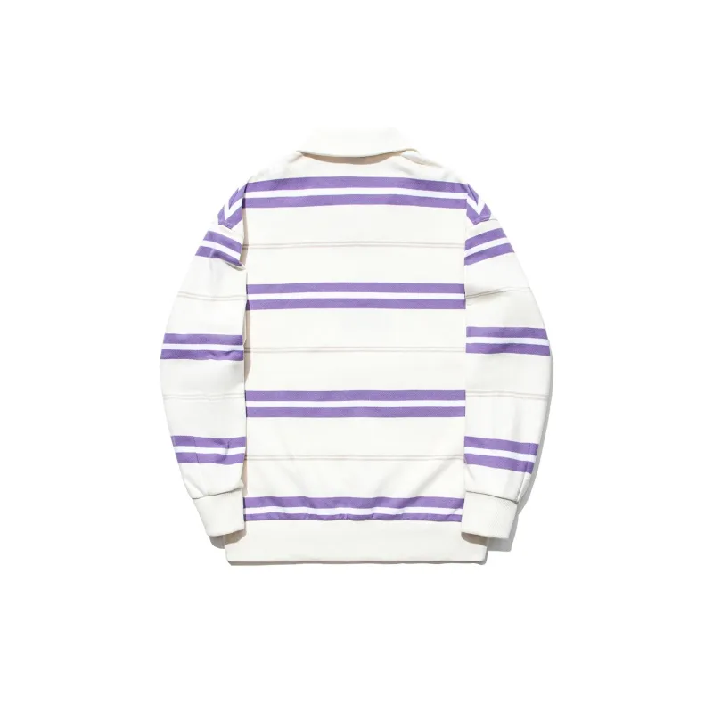 LiNing Sweatshirts Unisex Ecru Standard White Bellflower Purple Oat Gray Stripes-1