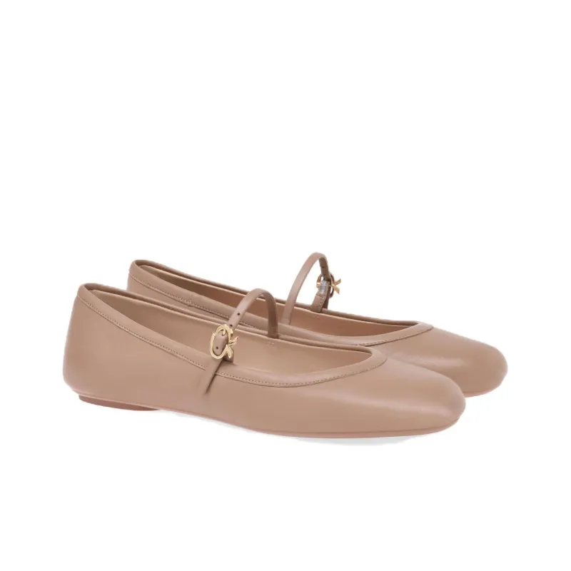 GIANVITO ROSSI Carla Leather Ballerina Shoes-2