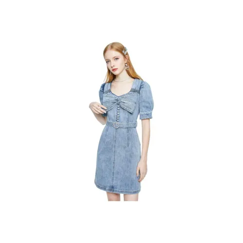 AIVEI Short-Sleeved Dresses Women's Denim Blue