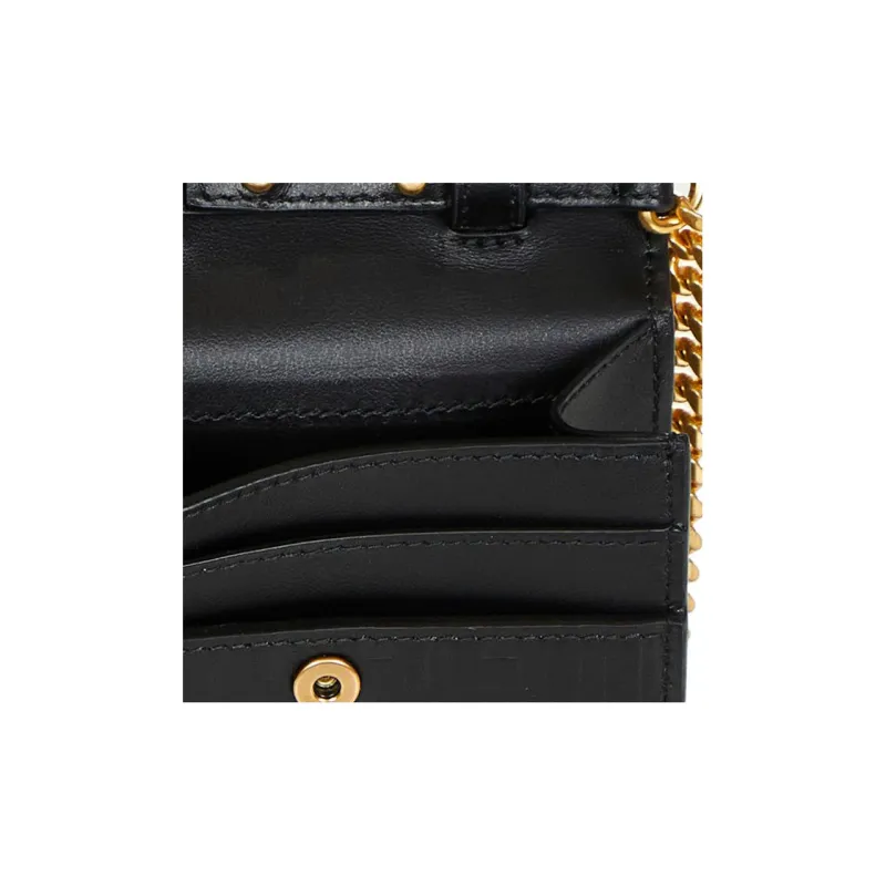 BALMAIN Calfskin One Shoulder Crossbody Card Holder Regular Women's Black-3