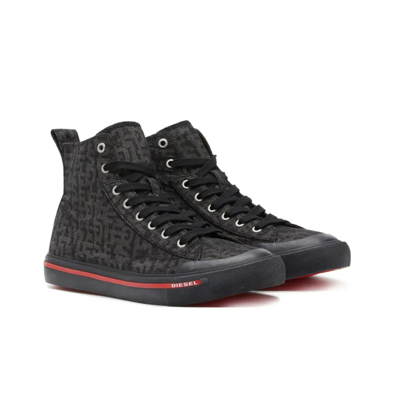 DIESEL S-Athos High-Top Skateboard Shoes Men's Black-1