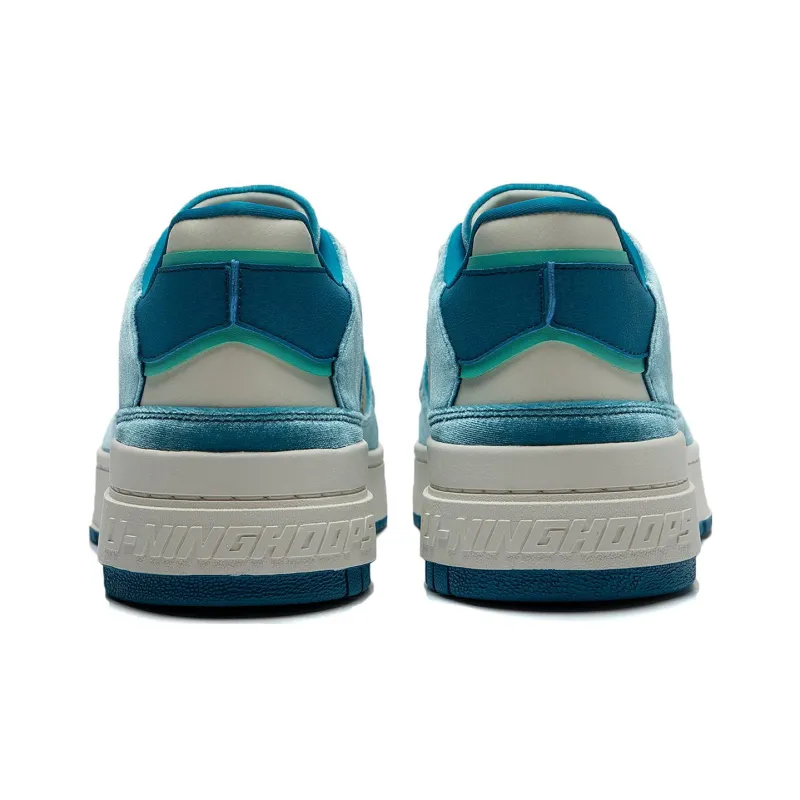 LiNing Rookie Cushioned Slip Resistant Low Top Basketball Shoes Unisex White Blue-5