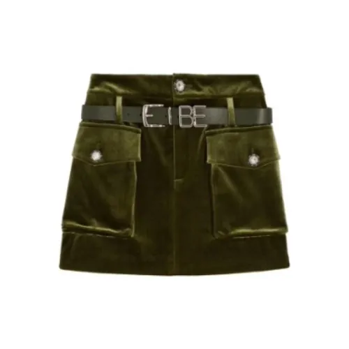 Bebe Casual Short Skirts Women's Army Green