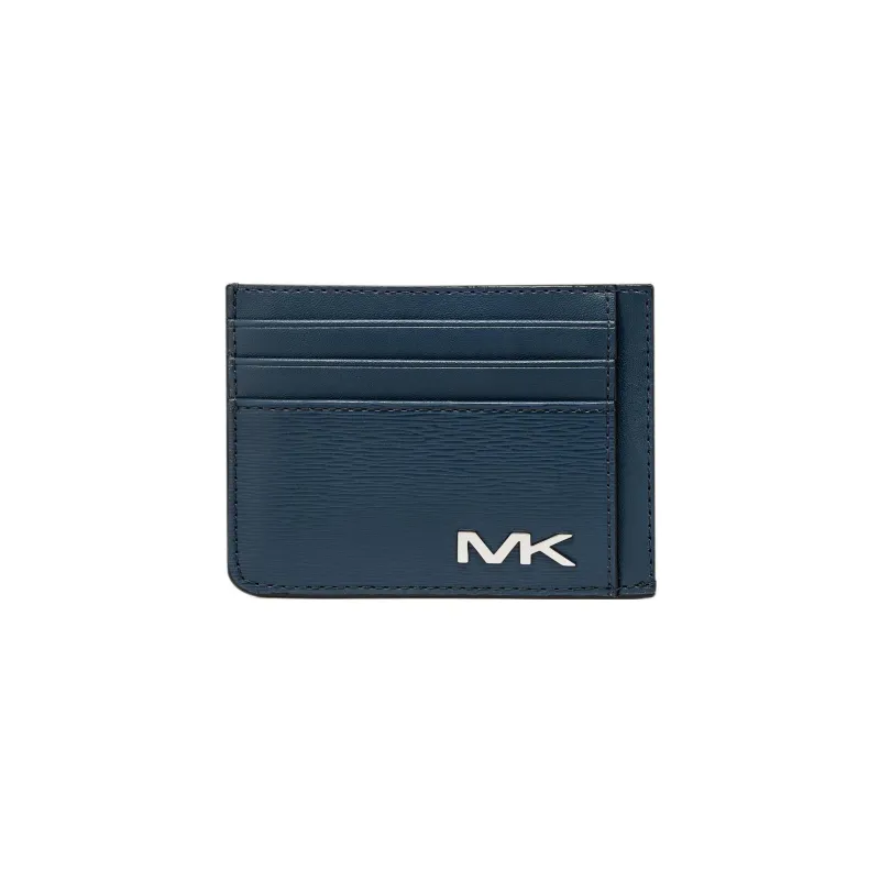 MICHAEL KORS MK Cooper Leather Wallets Card Holders Small Size Men's Black/Pearl Gray/Marine Blue-2