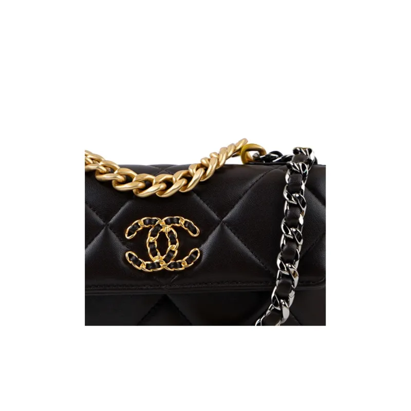 CHANEL 19Bag Lambskin Shoulder Bag, Crossbody Bag Women's Black-2