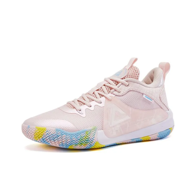 PEAK Cushioned Slip Resistant Breathable Low Top Basketball Shoes Men's Pink-2
