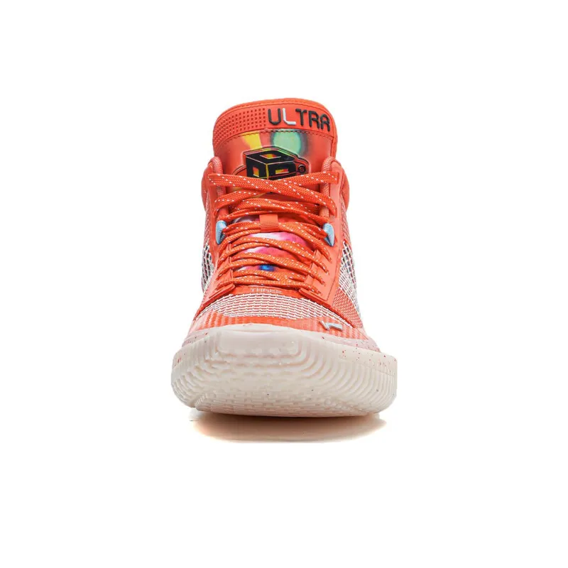 LiNing Badfive 3 Ultra Neon Cushioned Slip-Resistant Mid-Top Basketball Shoes Bright Tomato Red-4