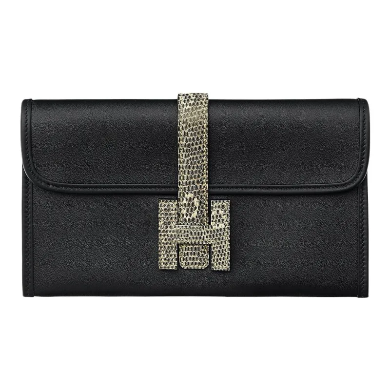 HERMES Jige Swift Calfskin Coin Purses Wallets Women's Black-0