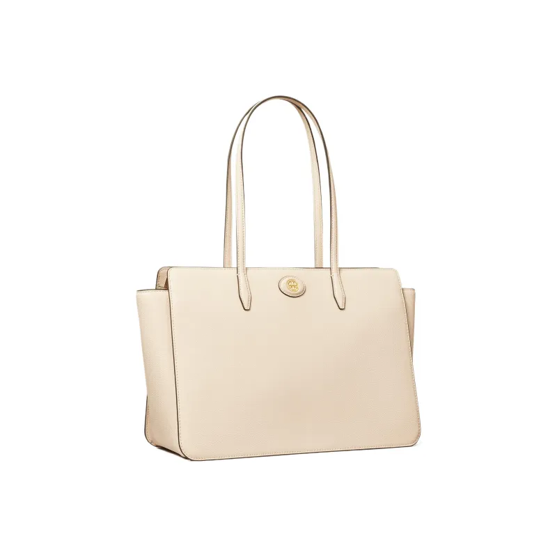 TORY BURCH Robinson Litchi Grain Leather Tote Bag Shopping Bag Shoulder Bag Handbag Women's Cream-2