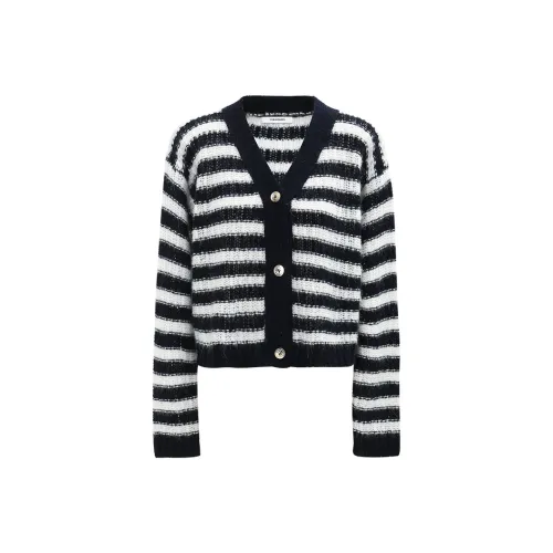 YESWOMEN Knitwear Women's Navy Blue Stripes Cardigan