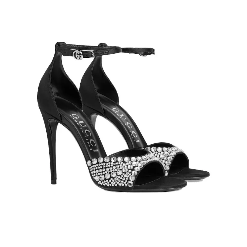 GUCCI 110mm Crystal-embellished Satin Sandals-2