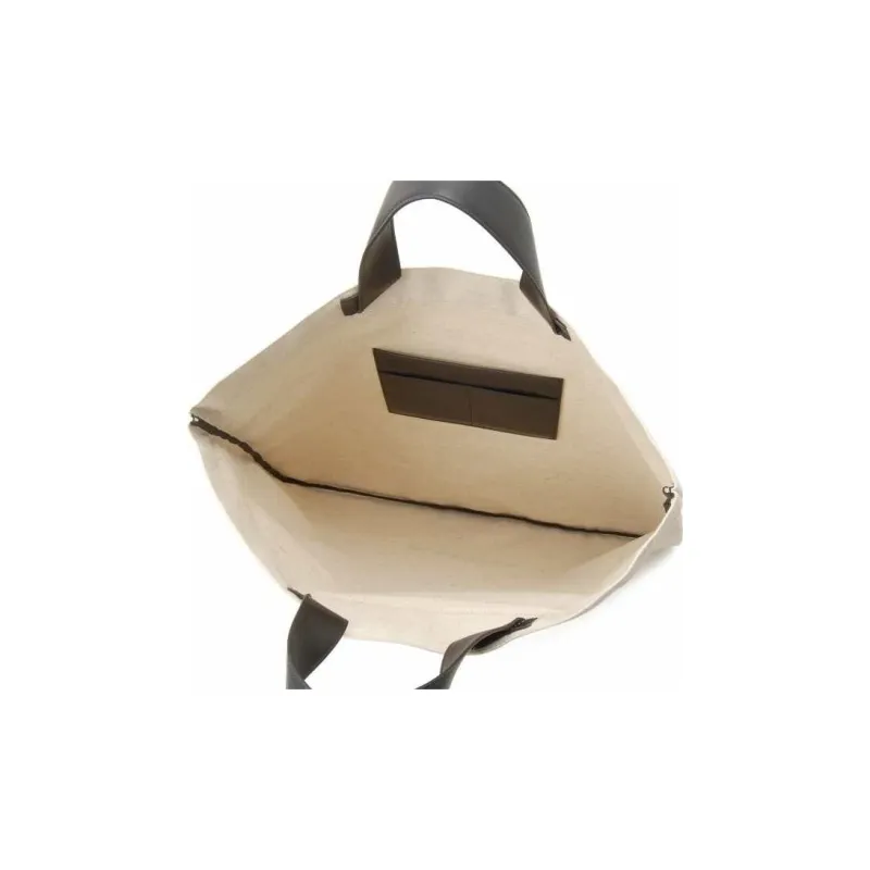 JIL SANDER Cotton And Linen Blend Tote Bag Shopping Bag Handbag Women's Light Brown-3