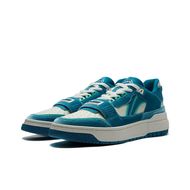 LiNing Rookie Cushioned Slip Resistant Low Top Basketball Shoes Unisex White Blue-2